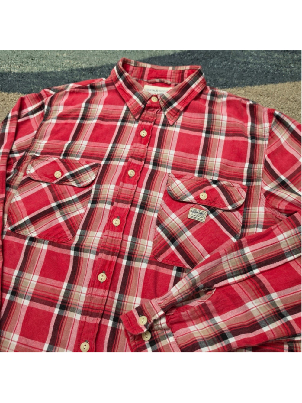 Denim & Supply Ralph Lauren Shirt Mens XL Red Plaid Flannel Button Up
